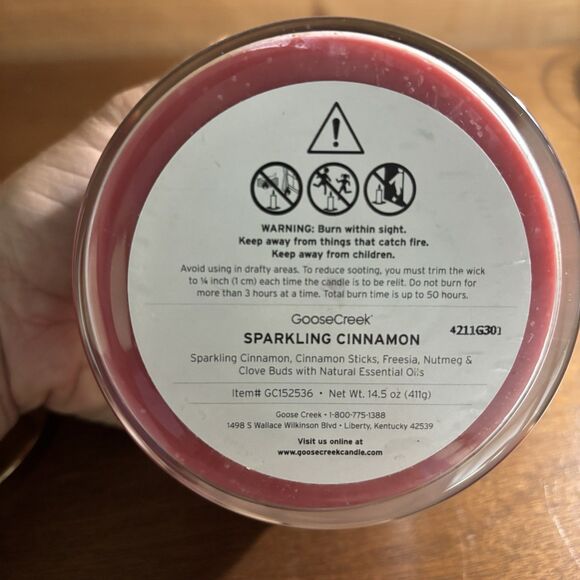 GooseCreek Soy Candle Sparkling Cinnamon 14.5 Oz  3 Wick  Essential Oils Retired - Picture 4 of 4